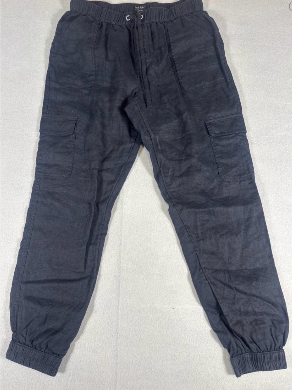 Nicole Miller New York Mens Black 100% Linen Cargo Jogger Pants Size
Medium
